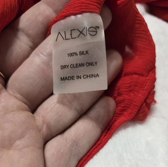 NWT ALEXIS Belicia Sheer Organza Cold Shoulder Top with Ruffled-Trim, 100% Silk - Picture 14 of 15